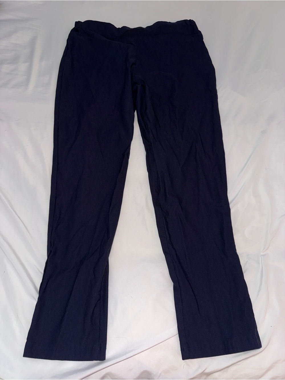 Navy Blue Straight Leg Elastic Waist Stretch Knit Pants Size XL